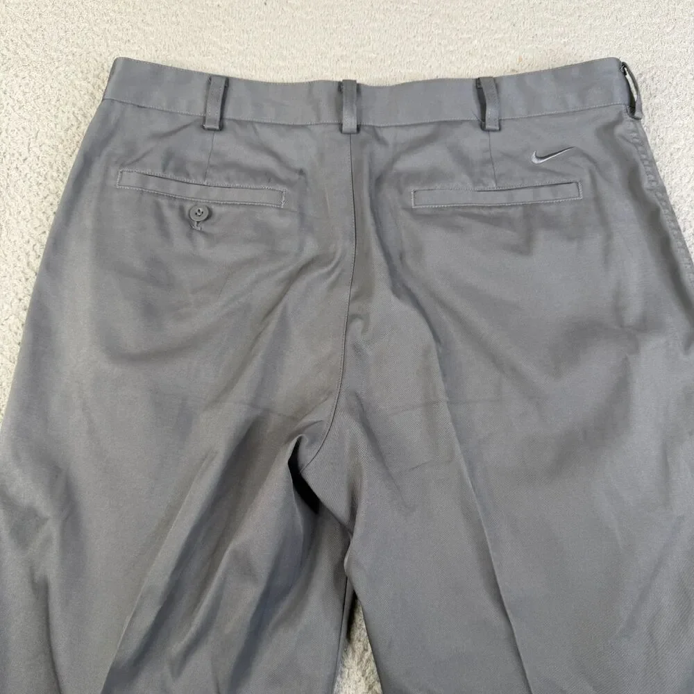 NIKE Golf Chino Pants Mens 34x32 Gray Dri Fit Performance Stretch Flat Front
